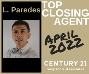 04 2022 Top Closing Agent - L Paredes